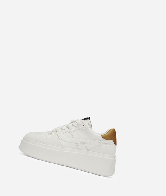 White / Golden Brown Women's ASH Match Low-Top Sneakers | 354NDRBOH